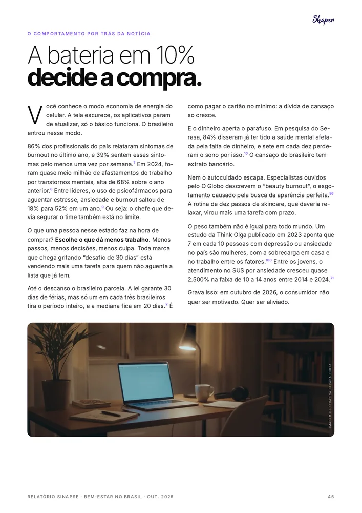 Página do relatório Bem-estar no Brasil: O comportamento por trás